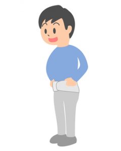 腰用コルセットした男性